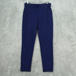 Anne Klein Pants Womens 8 Navy Blue Tapered Pull On Ponte Knit Navy Blue Trouser
